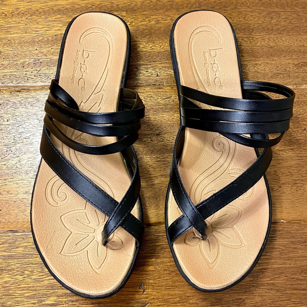 boc Alisha black sandals, synthetic leather sandals, never worn, size 10